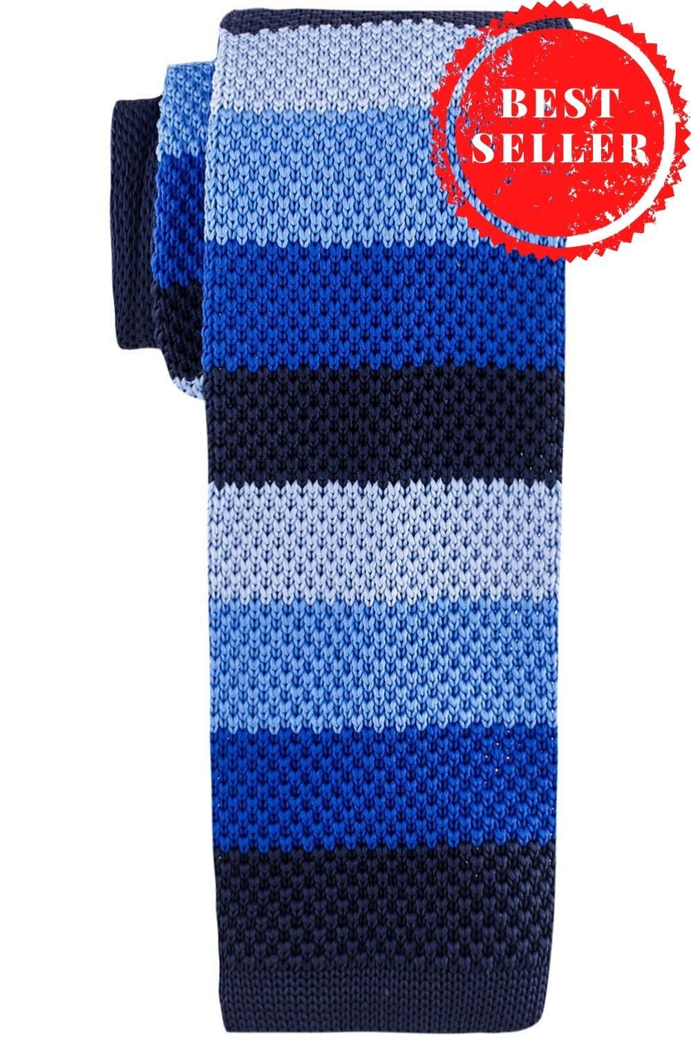 Blue Striped Knitted Necktie for Men