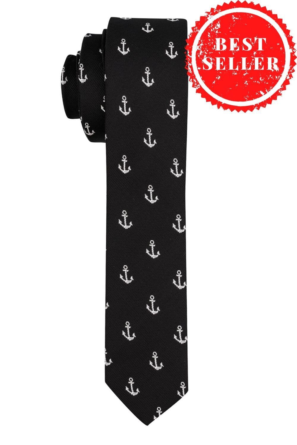 Black Conversational Microfiber Necktie for Men