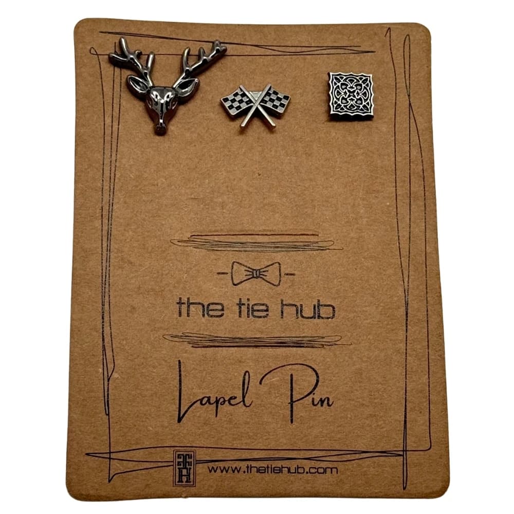 The Tie Hub Racing Flag and Stag Brooch (Set of 3) for Men