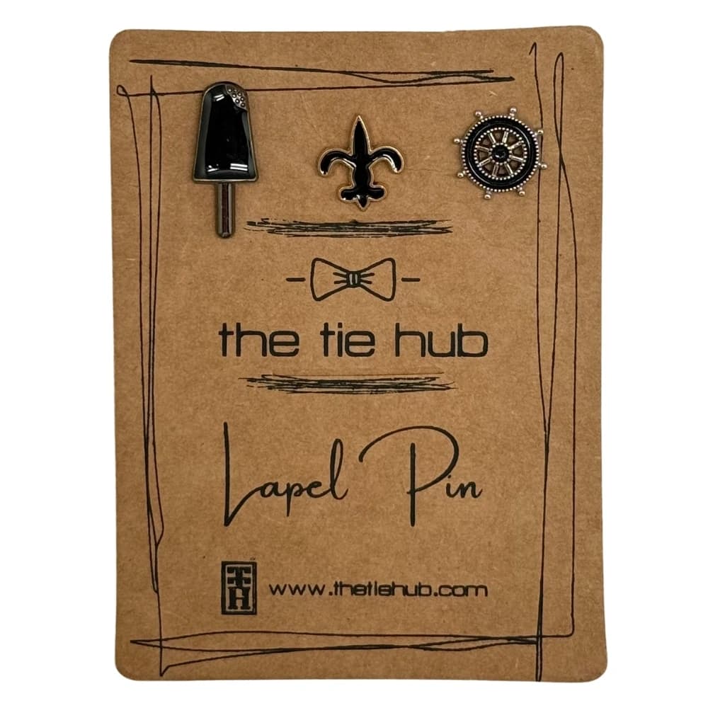 The Tie Hub Black and Silver Nautical Brooch (Set of 3) for Men
