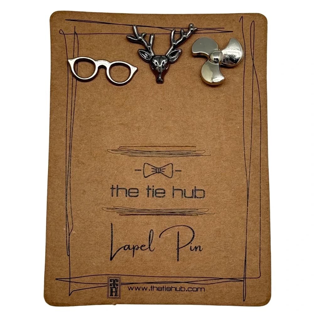 The Tie Hub Deer and Glasses Brooch (Set of 3) for Men