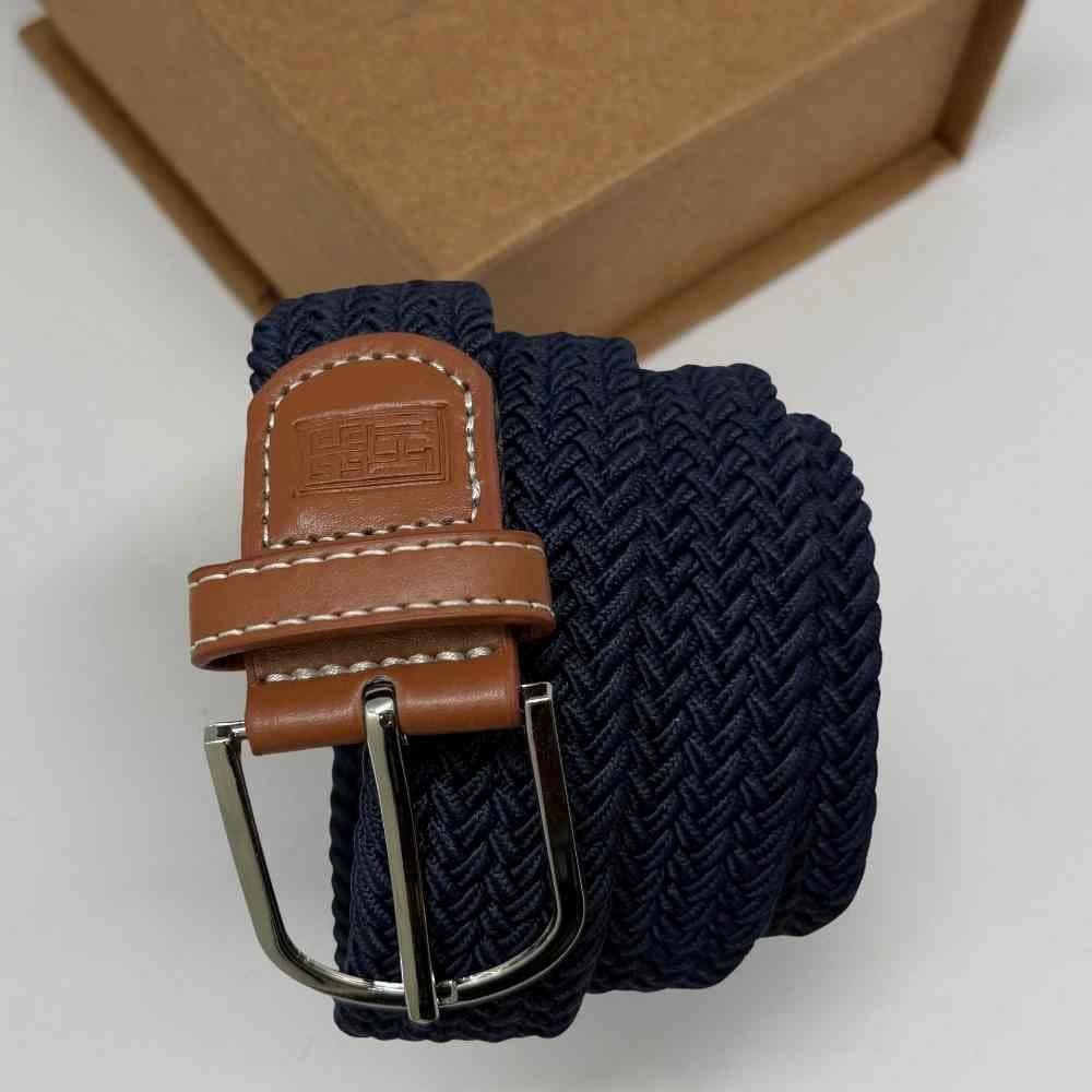 Solid Navy Elasticated Woven Belt