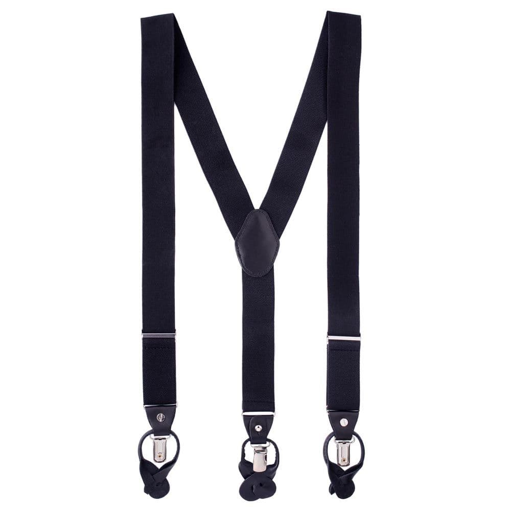 Signature Solid Black Y Back Button-end Suspender