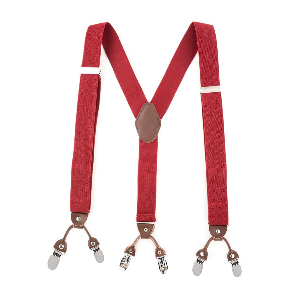 Booster Solid Burgundy Clip On Suspenders