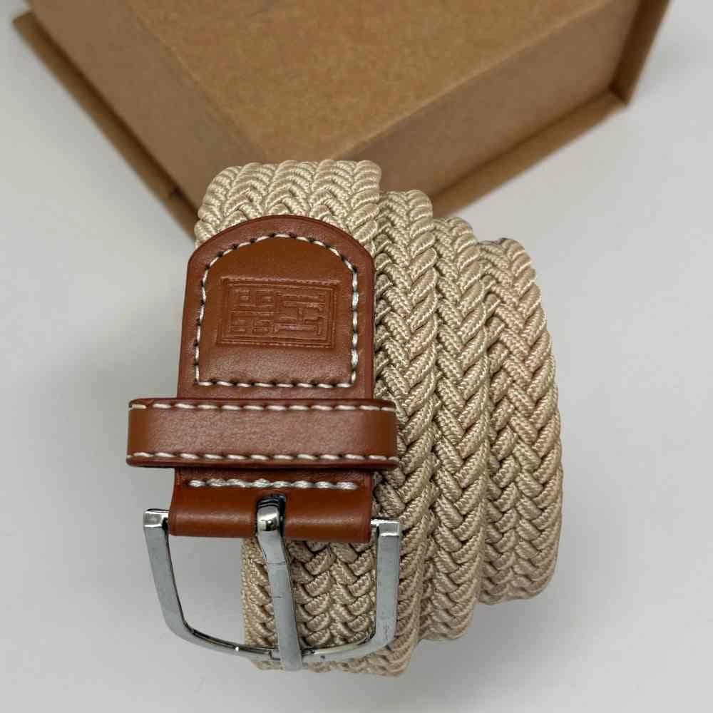 Solid-Cream Elasticated Woven Belt
